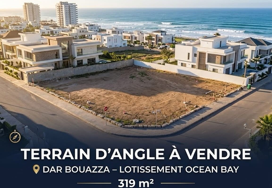 Terrain d’angle à vendre à Dar Bouazza – Ocean Bay