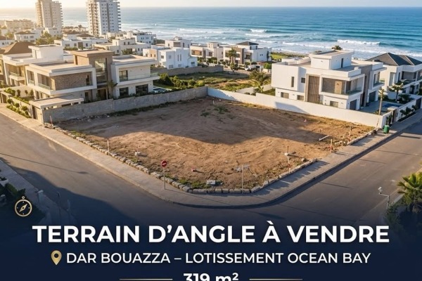 Terrain d’angle à vendre à Dar Bouazza – Ocean Bay